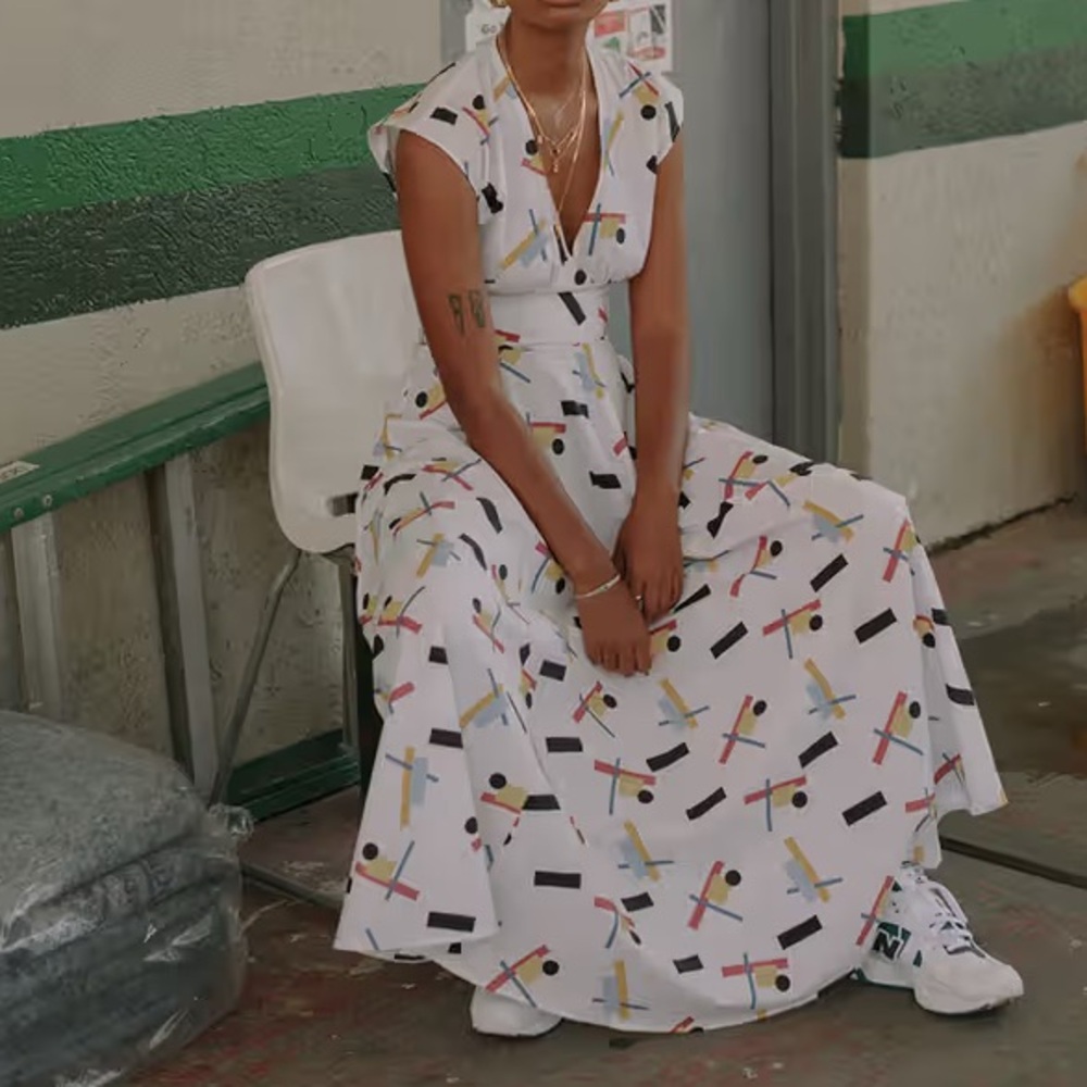 Selva Negra white printed Midi Dress Medium